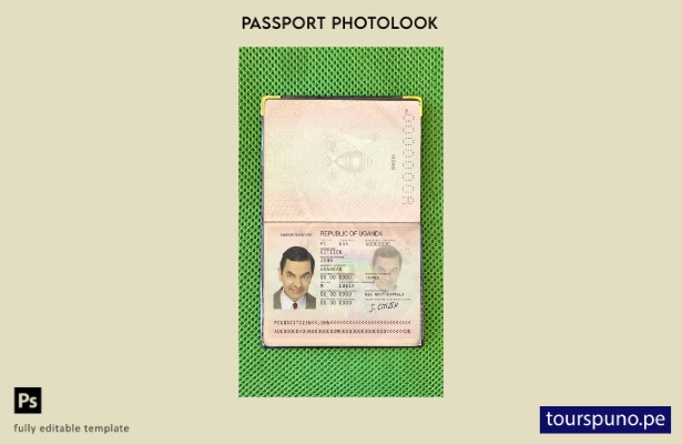 Plantilla de apariencia de foto de pasaporte de Uganda lista para imprimir